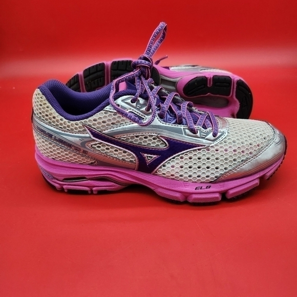 Mizuno Shoe Women's 7 Wave Legend 3  Pearl Gray Pink Purple Running Sneakers - Picture 12 of 12